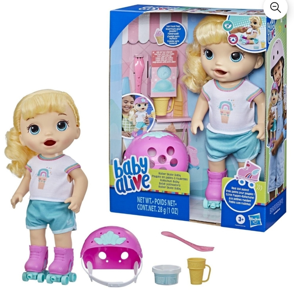Baby Alive Roller Skate Baby Doll, Blonde Hair Brand NEW